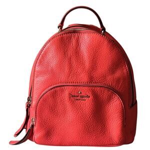 Kate Spade Jackson Pebbled Leather Stoplight Red Medium Backpack